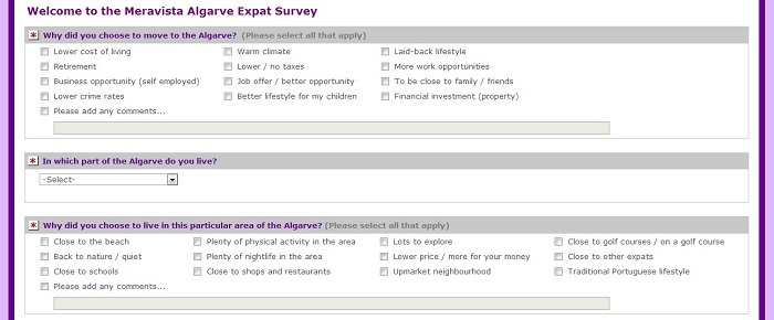 Meravista Algarve Expat Survey Sample