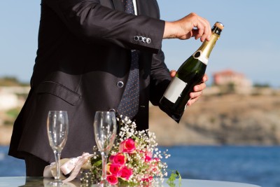 Algarve wedding champagne on the beach