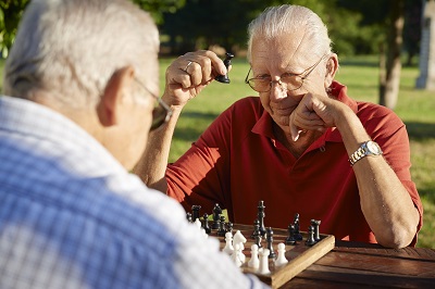 Retirees playing chess